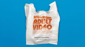 The East West Market in Vancouver offers single-use plastic bags with embarrassing slogans to encourage customers to use reusable bags. (East West Market)
