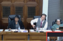 Akron City Councilmember Johnnie Hannah (left) speaks in opposition of a benefits agreement on May 18, 2026. Council approved the contract 12 to 1, with Hannah dissenting.