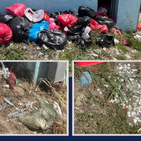 Pictured: Medical waste found overflowing behind the Governor Juan F. Luis Hospital on St. Croix.