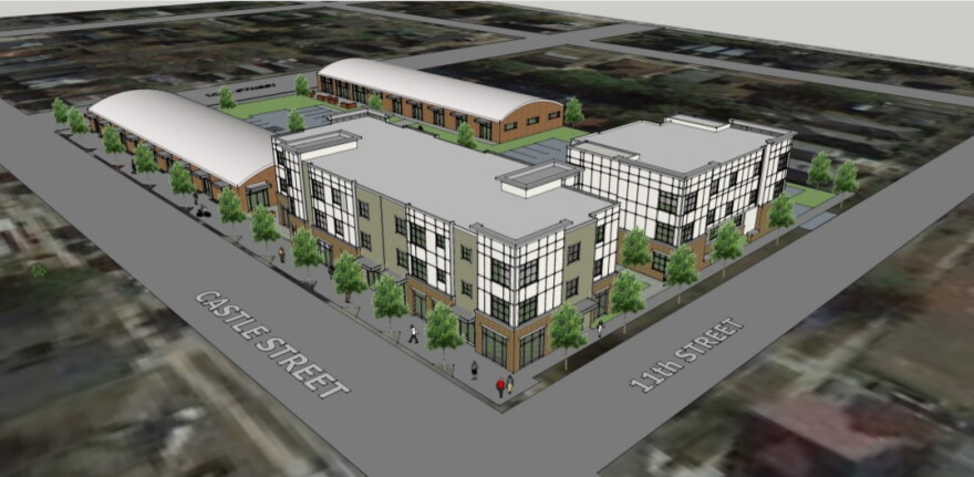 Rendering of a proposal for developing the former transit station on Castle Street from Hipp Architecture and Development.