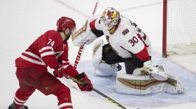 Carolina Hurricanes Jacob Slavin during the shootout of an NHL hockey game