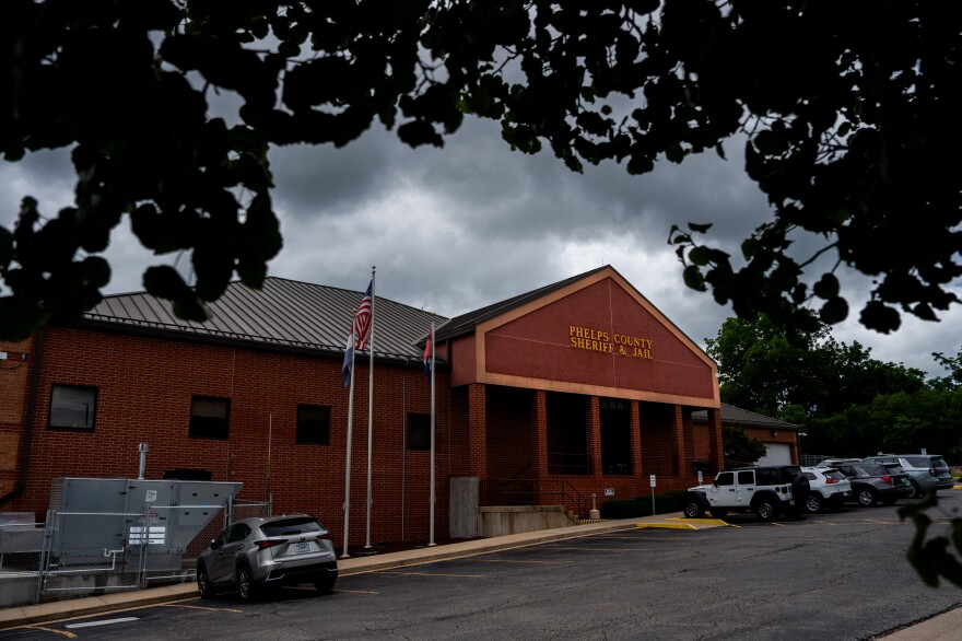 Cars sit outside the Phelps County Jail on Monday, June 16, 2025, in Rolla.