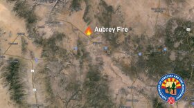 The Aubrey Fire started Tuesday near Route 66 about seven miles northwest of the Yavapai County community of Seligman.