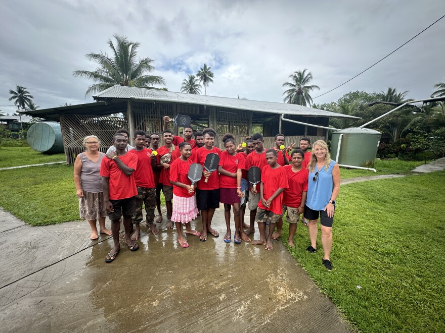The Palm family brought pickleball to one of the small villages they serve in Papua New Guinea through their a medical non-profit organization, Samaritan Aviation.