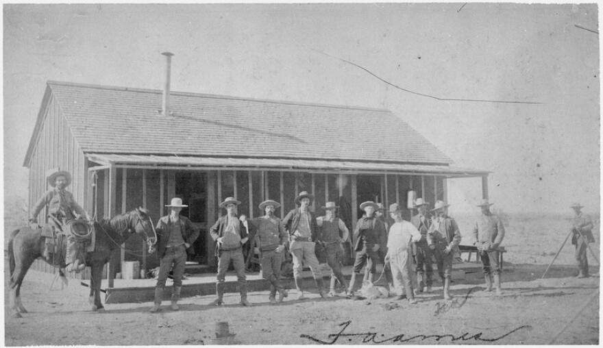 Some of [Aztec's] Punchers." Aztec Land & Cattle Company, Holbrook, Ariz. Terr. By Ames, 1877--89.