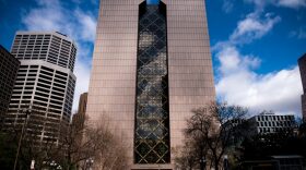 A general view outside the Hennepin County Government Center as the murder trial of Derek Chauvin goes on inside in Minneapolis, Minnesota.