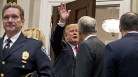 President Donald Trump waves as he departs after speaking about H. R. 5682, the "First Step Act" in the Roosevelt Room of the White House in Washington, Wednesday, Nov. 14, 2018, which would reform America's criminal justice system.