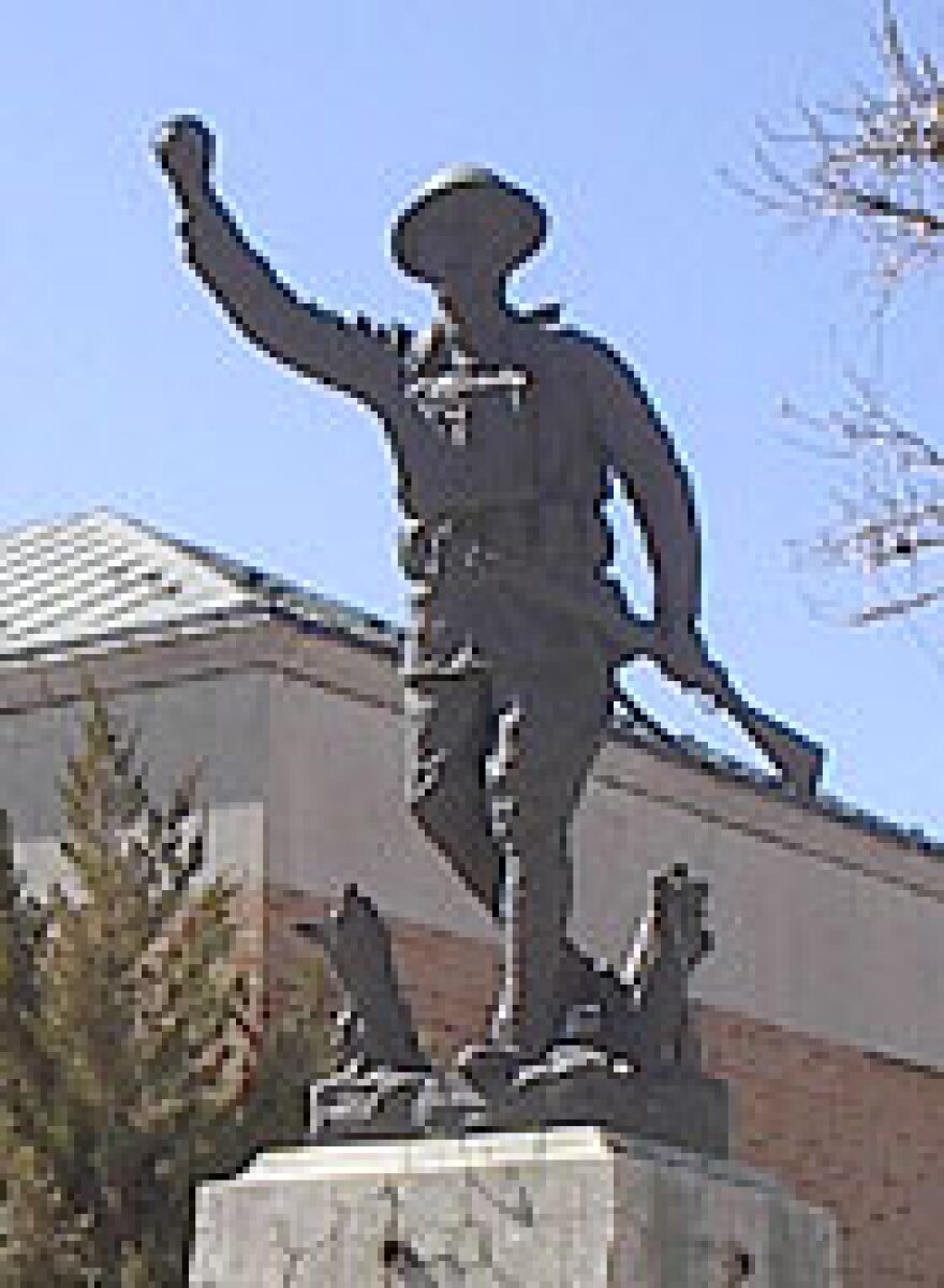 A monument to World War I veterans stands outside the post office -- Beaver's de facto meeting place.