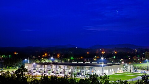 The exterior of a Google data center in Lenoir, NC the company built in 2007.