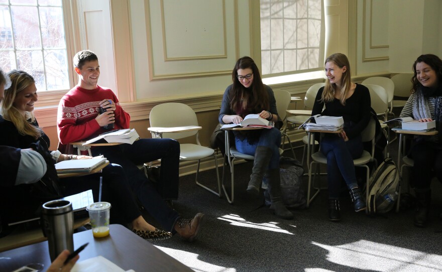 Margie Fuchs sits in one of her favorite classes at Georgetown University, Romantic Poetry, taught by Professor Duncan Wu.
