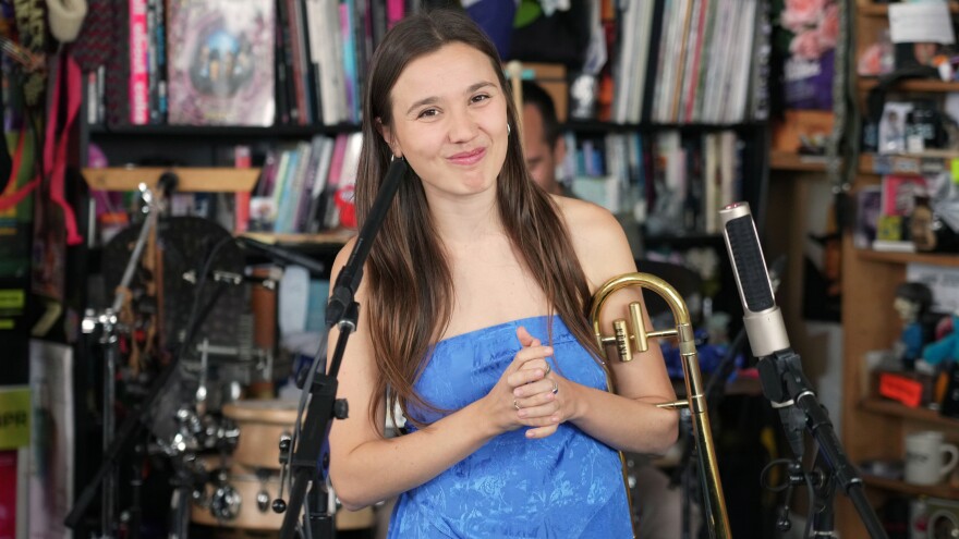 Rita Payés performs a Tiny Desk concert Friday, Sept. 13, 2024, at NPR headquarters in Washington, D.C.