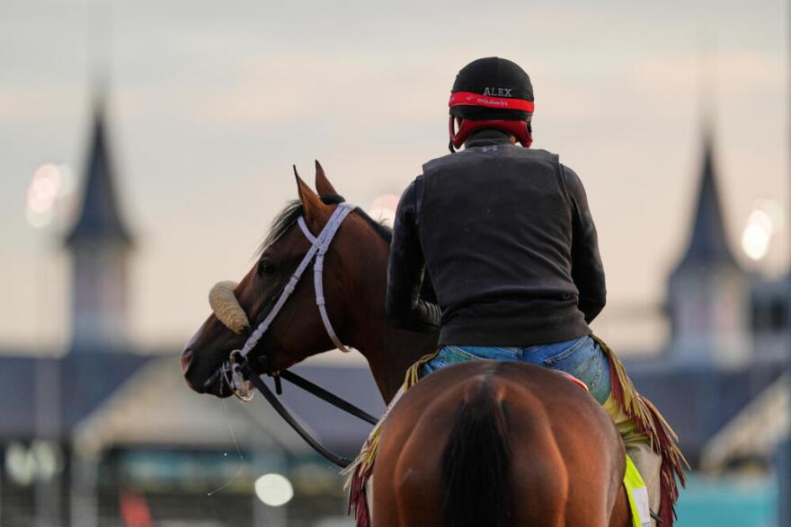 Kentucky Derby entrant Intrepido works out at Churchill Downs Friday, May 1, 2026, in Louisville, Ky. (Charlie Riedel/AP)
