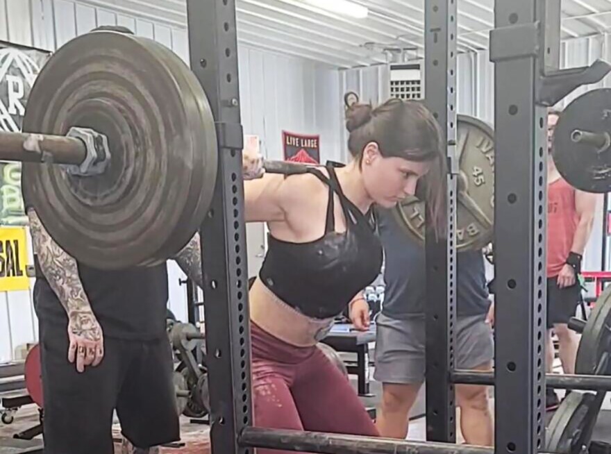 Illinois State University student Grace Berger training for competitions.