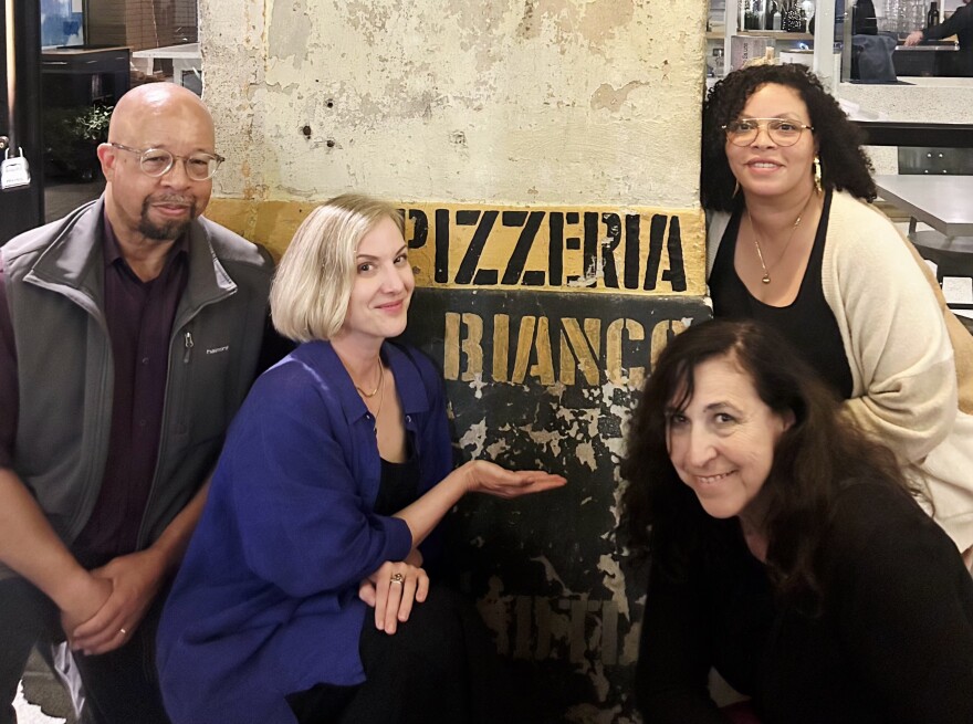 Doug Mitchell with Eve Troeh, Mandalit del Barco and Sabrina Ford in Los Angeles, Nov. 2025.