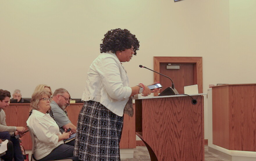 Cape Girardeau resident Leslie Washington speaks on downtown gun violence to Cape Girardeau City Council at the Monday, Oct. 5, 2026 City Council meeting.