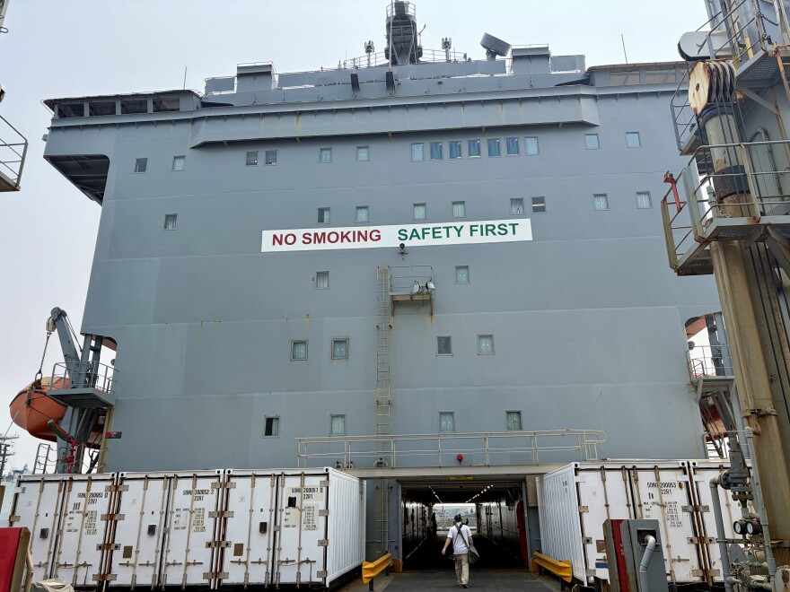 USNS Kanawha is docked at Naval Station Norfolk ahead a Presidential Unit Citation ceremony.