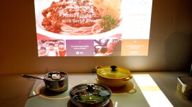 Whirlpool's Kitchen of the Future is on display at the International Consumer Electronics Show in Las Vegas. The concept includes a cooktop and connected backsplash that offers recipes and other information.