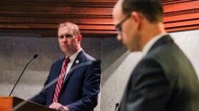 Sen. Brian Buchanan (R-Lebanon) looks on during a presentation by an Indiana Public Retirement System actuary during a Wednesday, Sept. 20, 2023 meeting of the Pension Management Oversight Committee.