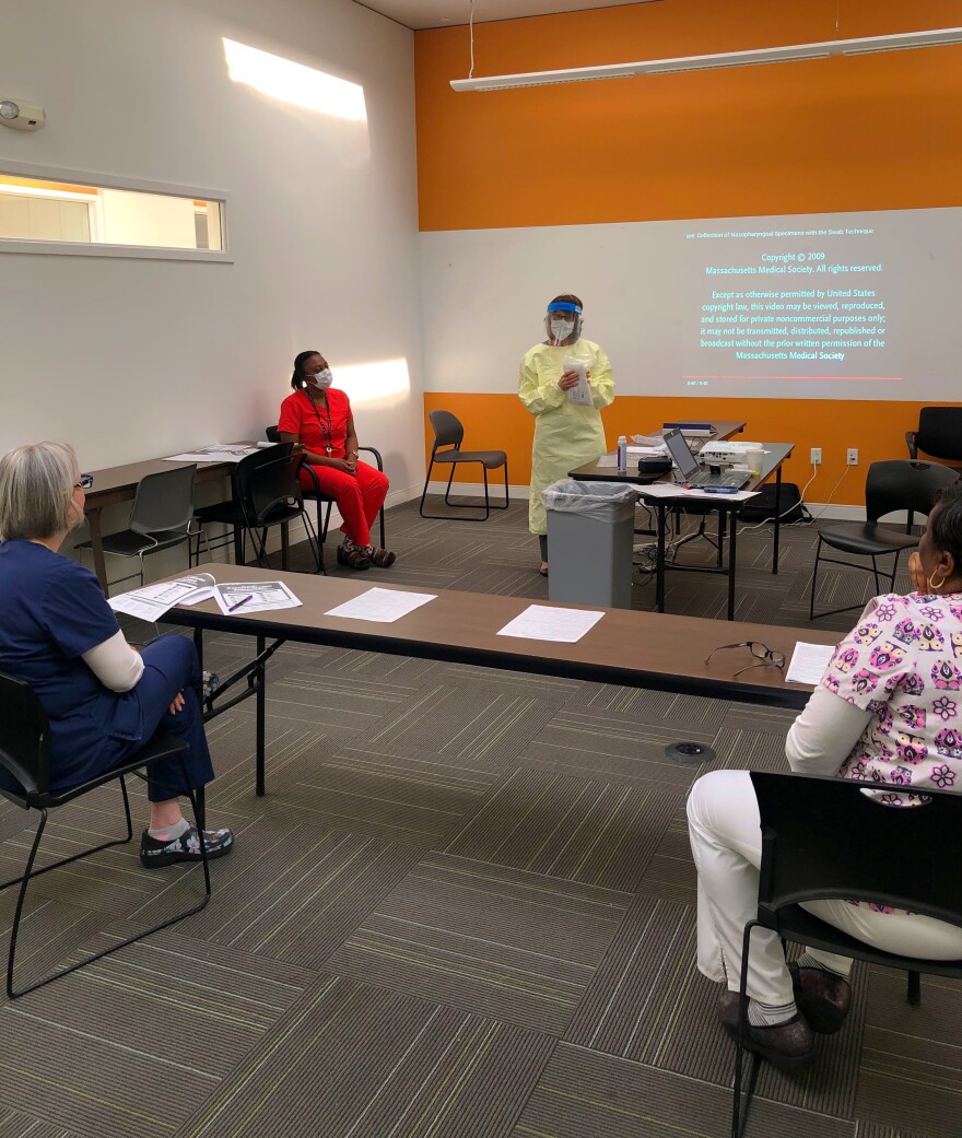 The Biddle location frontline staff receive training on ways to properly protect themselves and individuals during testing.