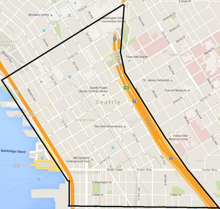 Seattle Dept. of Transportation tweeted this map of the area affected by the power outage.