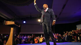 Georgia Democratic Senate candidate U.S. Sen. Raphael Warnock (D-GA) speaks during an election night watch party at the Marriott Marquis in Atlanta, Georgia.