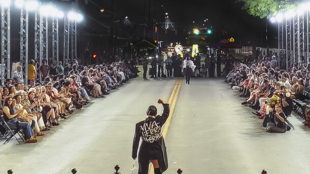 Photo from "Runway Rasquachic," hosted on the streets of San Antonio's historically Latino Westside.