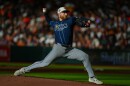 Tampa Bay starting pitcher Drew Rasmussen delivers during the second inning of a game at Houston on July 4, 2026. Rasmussen was one of four Rays selected for the American League All-Star team.