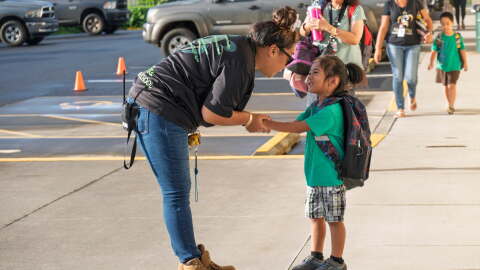 Students from Nāʻālehu Elementary returned to in-person learning at a temporary location