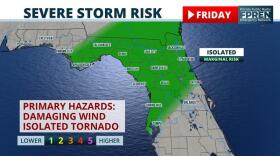 Map shows severe storm risk in north and central Florida