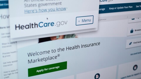 Web page of a health insurance website on a computer screen 