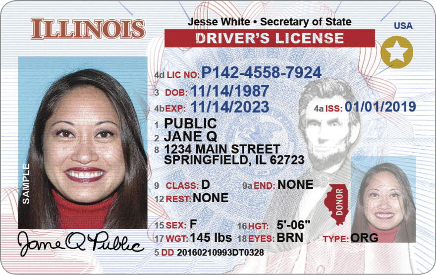 Illinois REAL IDs have a gold star in the top right corner.
