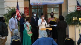Diyonne McGraw participates in her swearing-in ceremony in November 2020. She is now at the center of a controversy regarding Alachua County School district zoning.