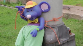 A plastic rat outside the Honeywell Metropolis plant entrance.