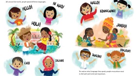 A page from Miry Whitehill's "Our World Is A Family: A Book About Being A Good Neighbor." (Illustrations by Nomar Perez)
