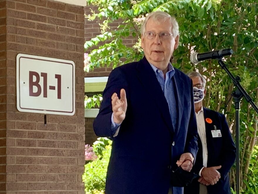 Sen. Mitch McConnell in Hazard, Ky. on August 18, 2020.