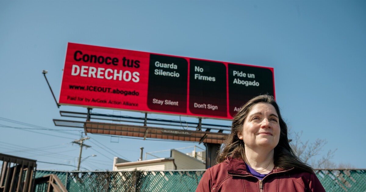 Billboard in New Haven features tips on how to respond to immigration raids
