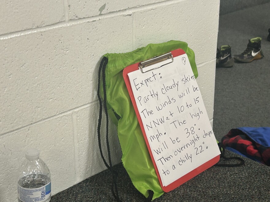 Riemer’s script for a recent weather report.