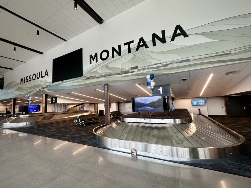 The Missoula Montana Airport’s two baggage claims are the first part of its brand-new “B-Concourse” to open to the public. The rest of the wing is set to open to passengers later this summer, bringing new dining options, new gates and a new rental car desk.