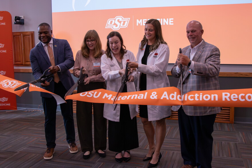 Stakeholders cut a ribbon to celebrate the official launch of Oklahoma State University’s Maternal and Addiction Recovery Care Program.