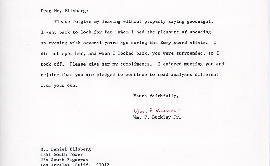 A letter from William F. Buckley, then-editor of The National Review.