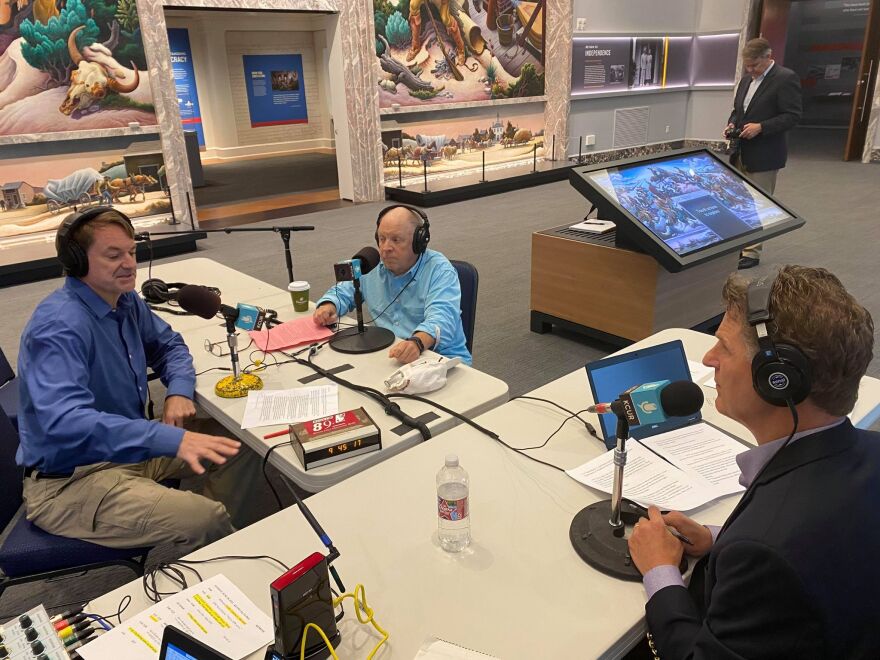 Bob Beatty (left) and Burdett Loomis (center) joined Steve Kraske to discuss Harry S. Truman's legacy and impact on today's society.