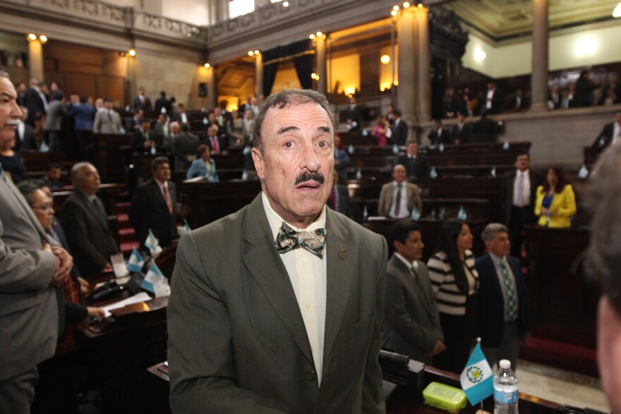 Guatemalan Congressional Rep Fernando Linares in the chamber of the Congreso de la República.