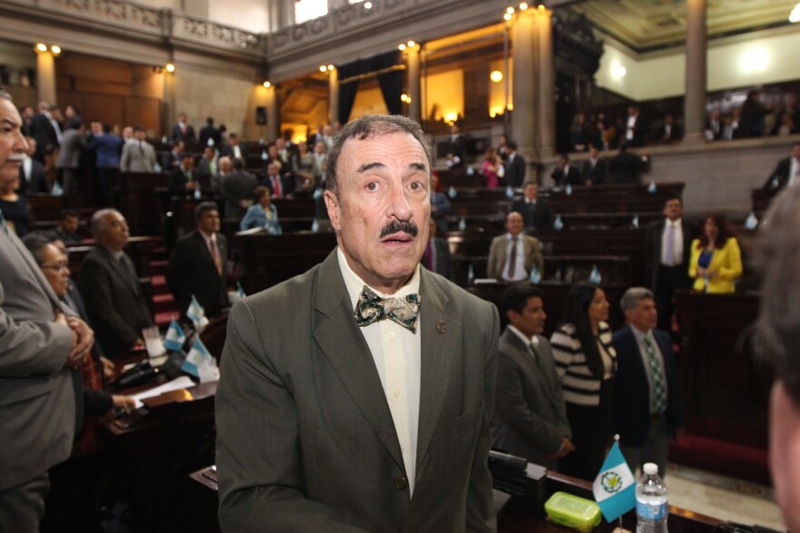 Guatemalan Congressional Rep Fernando Linares in the chamber of the Congreso de la República. 