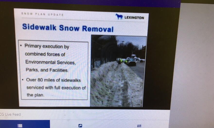 A graphic used during the snow removal explanation before a Lexington council committee