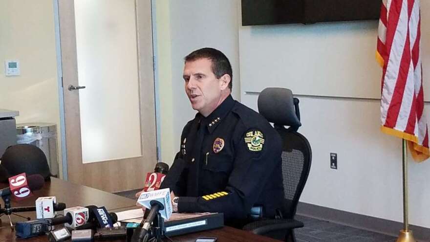 Orlando Police Chief John Mena briefs the media after the release of the DOJ's after-action report. Photo: Brendan Byrne