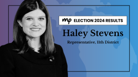 graphic showing haley stevens winning the 11th congressional district in michigan