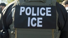 Photo of an officer in an ICE vest