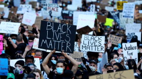 Demonstrators in Boston, Massachusetts, protest in response to the death of George Floyd. (Maddie Meyer/Getty Images)
