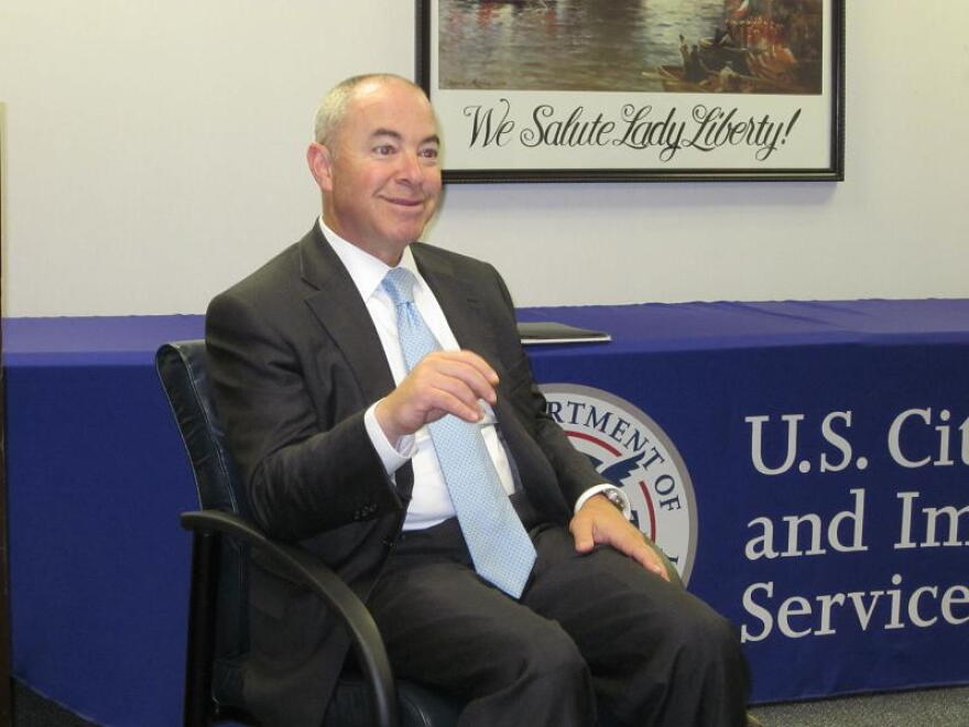 Alejandro Mayorkas, Director of the U.S. Citizen and Immigration Services, met with reporters during his visit to Buffalo on Friday, August 12.