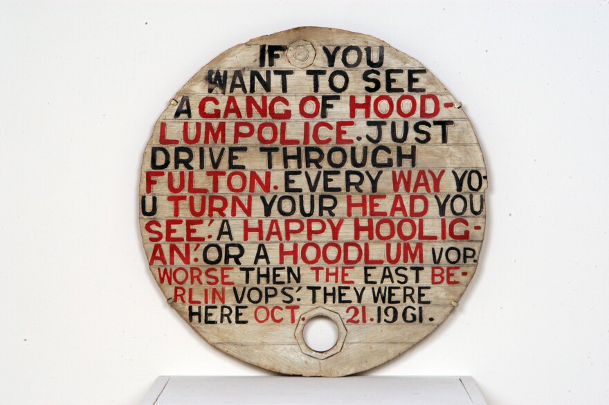Jesse Howard,<em> Untitled (If You Want to See a Gang of Hoodlum Police)</em>, 1961.